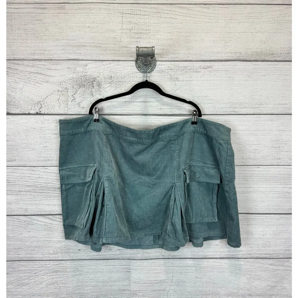 Wild Fable Plus Size Blue Corduroy Cargo Mini Skirt Size 4X